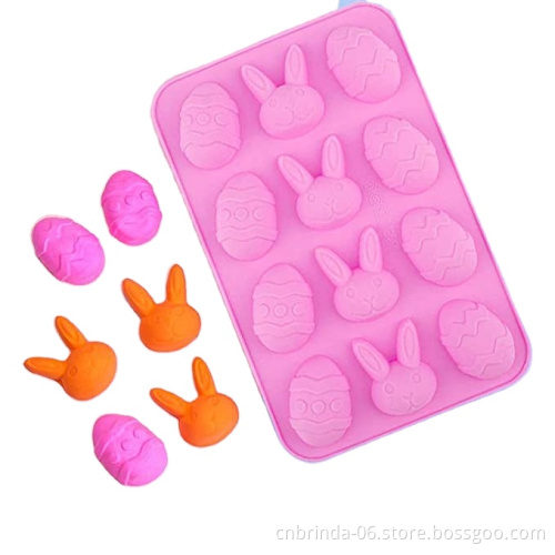 12 Cavity Easter Eggs Rabbit Shape Silicone Chocolate Mold Soap Mould Handmade Cake Mold Baking Tray